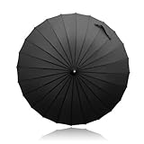 Becko Manual Open &amp; Close Umbrella Long Umbrella with 24 Ribs, Durable and Strong Enough for the Wind and Rain, Easy to Carry on Your Back By Its Own Bag (Black) (Misc.)