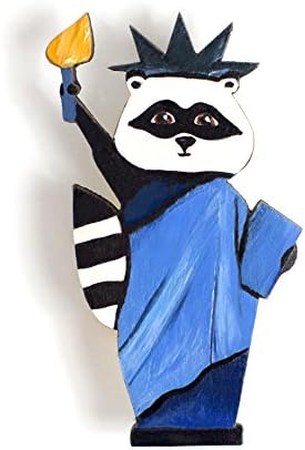 Statue of Liberty Raccoon - Lovely Wooden Brooch pin,lapel pin,cool Pin for clothes,Backpacks,Bags,Badges,Hats,Jeans, jacket - great Christmas gift