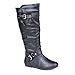 Twisted Women's Shelly Wide Width, Wide Calf Stitched Pannel Tall Boots with Pyramid Studs - BLACK, Size 10 W or 10 C/D