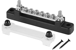 WADY 6 Terminal Bus Bar Kit - 150A BusBar Block, 6 Post Power Distribution Terminal Block w/ 6 M4 Screws + 2 Studs Set, Groun