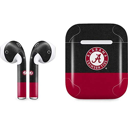 Skinit Alabama Crimson Tide Logo Apple AirPods Skin - Officially Licensed College Audio Sticker - Thin, Case Decal Protective Wrap for Apple AirPods Gen 1 (Best Earbuds For College)