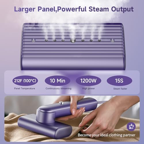 Travel Portable Steamer for clothes - Handheld Steamer for Fabric Clothing Wrinkles, 15s Fast Heat-up Rotary Garment Steamer, 1200W Light Mini Steam Iron for Home, Office and Travel (Purple)