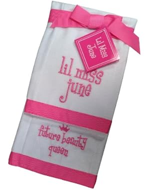 Lil Miss June Future Beauty Queen Baby Burp Bib Cloth Cotton Towel - Set of 2