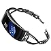 OenFoto Compatible with Gear Fit2 Pro/Fit2 Band, Replacement Alloy Metal Accessories Strap Samsung Gear Fit2 Pro SM-R365/Gear Fit2 SM-R360 Smartwatch- New Metal Black