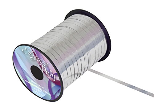 Eleganza Poly Curling Ribbon 5mm x250yds, Polyester, Metallic Silver, 9 x 9 x 19 cm