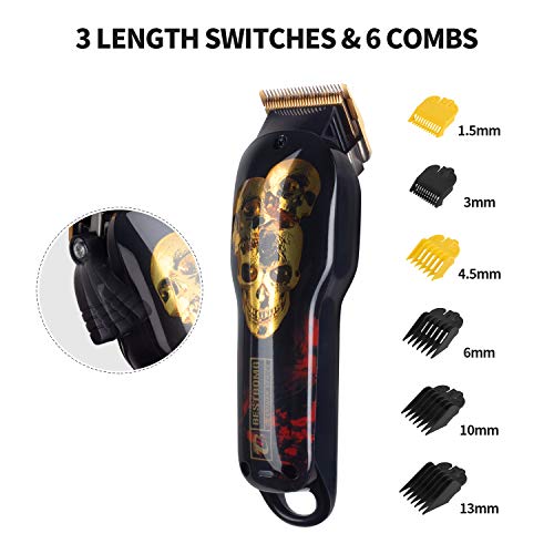 Cordless Hair Trimmer, BESTBOMG Professional Hair Clippers Beard Trimmer for Men Haircut Kit Rechargeable Barber Electric Shavers Hair Removal Tools with 2000mAh Li-Ion,6pcs Guide Combs