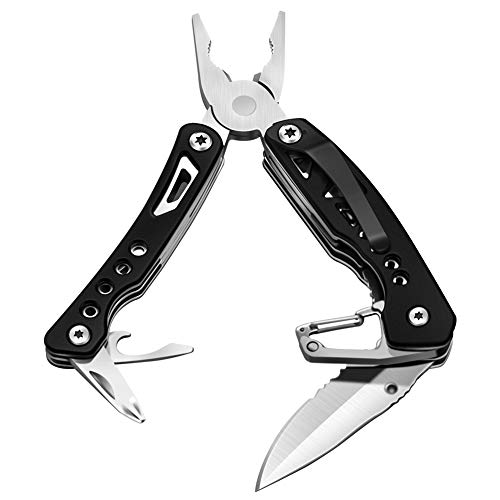 Multitool Pocket Knife Newild 6-in-1 Foldable Pliers 2.0 inches Blade with Keychain Black Stainless Steel Multi-Tool for Outdoor Survival, Camping, Fishing, Hunting, Hiking