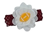 Baby Embroidered Felt Football Team Flower Headband Fits Newborns to Toddlers (Maroon Band / Gold Ball)
