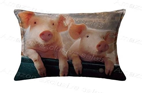 POPULARE Home Décor Standard Size Pig Pillow Case 20x26 Two Sides Zippered Pillow Cover Protector