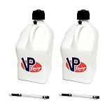 2 Pack VP 5 Gallon Square White Racing Utility Jugs with 2 Deluxe Filler Hoses