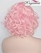 K'ryssma Baby Pink Lace Front Wigs Short Bob Wig For Women Glueless Curly Wavy Synthetic Wigs For Cosplay Party Heat Resistant 12 inches