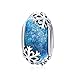 Murano Glass Beads Authentic 925 Sterling Silver Charms Core Faceted Christmas Snowflake Flower Star Glass Charms Bracelet for Women Pandora Bracelet (Blue Snowflakes Charm)