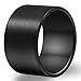 Men 14mm Big Tungsten Metal Ring Black Wedding Engagement Band Flat Top Pipe Cut Matte Finish Comfort Fit