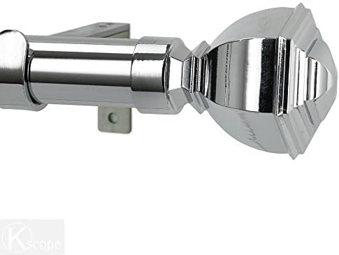 Non-Telescoping Drapery Rod 1 1/8 in. with Rings with Venice Finials (6 ft., Chrome)