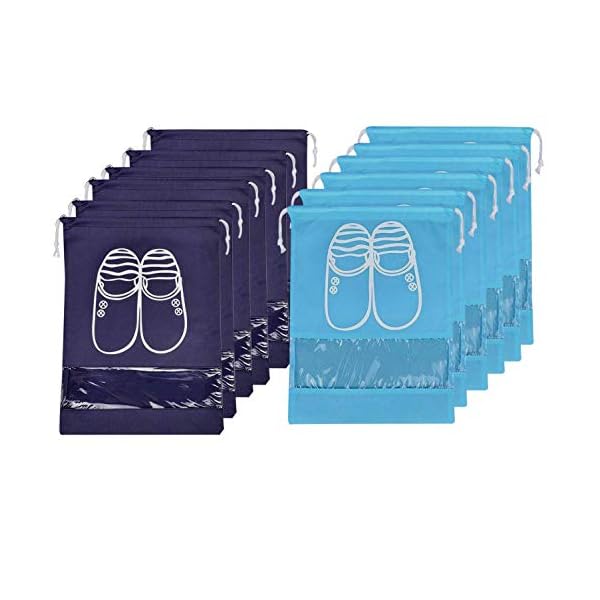 Lify Travel Shoe Bags, Portable Travel Shoe Tote Bags - Packing Organizers for Men and Women- Aqua Blue (6 Pcs) + Navy…
