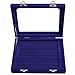 Pasutewel Earring Storage Case 7 Slots Ring Velvet Display Case Box Earring Ring Organizer Velvet Jewelry Tray Cufflink Storage Showcase with Clear Glass Lid Blue