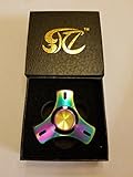 SK Stainless Steel Spinner Fidget Toy, Colorful Rainbow Metal Tri-Spinner For Use in Hand or on Tabl