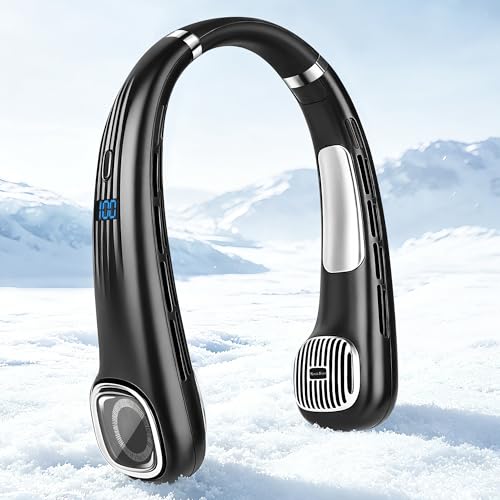 Neck Fan with Cooling - Quiet Neck Fan USB, Portable Neck Fan Lightweight, Rechargeable Neck Fan with Battery 4000 mAh, Small Neck Fans Strong 5 Levels Neck Cooler for Office, Travel, Sports