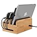 MAXGADGET Bamboo Charging Station Desktop Organizer Upgrade 24W 5A 4 Ports USB Charging Station Dock for iPhone, iPad, Tablets,Kindle-Multiple USB Charger Station & Cell Phone Docking Station