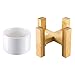 CUUCOR 3 Inch Modern White Round Ceramic Planter Pot with Bamboo Stand,Mid Century Small Indoor Plant Holder for Succulent Plants/Air Plants/Artificial Flowers/Mini Cactus(Planter + Stand)