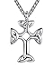 Aoiy Stainless Steel Celtic Knot Cross Pendant Necklace, Unisex, 24