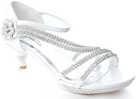 OLIVIA KOO Gorgeous Rhinestones Girls Kitten Heel Shoes (Sizes Kids 9-Youth 4)