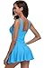 SHEKINI Women's One Piece Skirt Swimsuit Ruched Retro Swimdress Bathing Suit