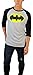 DC Comics Mens Batman Distressed Logo 3/4 Sleeve Raglan Tee
