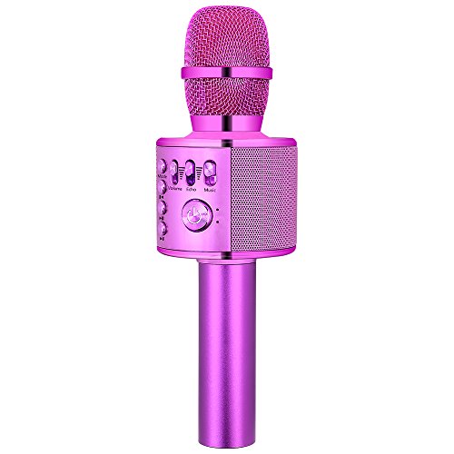 BONAOK Wireless Bluetooth Karaoke Microphone,Valentine's Day Gift 3-in-1 Portable Hand Speaker for iPhone/Android/iPad/Sony,PC and All Smartphone(Purple)