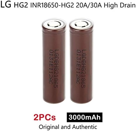 2 x LG HG2 INR18650-HG2 3000mAh 20A/30A High Drain Rechargeable Li(NiMnCo)O2 Battery 3.7V Genuine