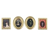 MagiDeal Resin Frame Mural Wall Painting Dollhouse Miniature 1:12 4pcs