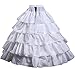 Wantdo Women's Bridal 4 Full Hoops 5 Ruffles Petticoat Hoop Skirt One Size White