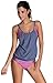 NuoReel Womens Stripes Lined up Double up Tankini Top Swimwear Clearance(FBA)