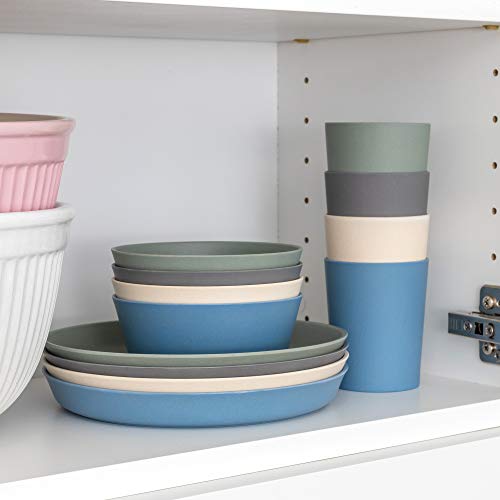 WeeSprout Bamboo Kids Bowls, Set of Four 10 oz KidSized Bamboo Bowls