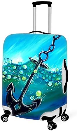Luggage Cover ocean sea ship anchor painting blue Protective Cover Protector with Zipper Closure Anti-Scratch Dustproof, 18/20/22/24/26/28 Inch