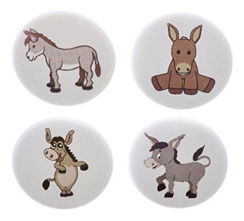 A&T Designs Set 4 Donkeys 1.25" Pinback Buttons Pins Donkey Wild Ass Horse