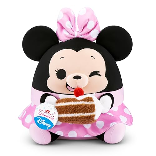 Snackles Disney 14-inch Plush Minnie&Chocolate cake (MINNIE) by ZURU, Plush with Snack Accessory