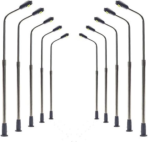 NAJING 65mm LED Stainless Steel Model Lamp Post Model Railway Train Street Lights N ZZ Scale 3V DC 10pcs