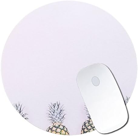Mouse Pad, VUV Funny Cute White Design Mouse Pad Round Mat Non-Slip PU Base Gaming Mouse Pad for Home, Office & Travel Computer, Laptop & Mac (Pineapple 2)