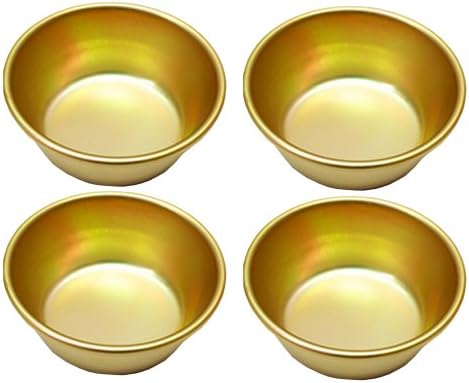 Nickel-silver Plated Aluminum Yellow 4 Bowls for Makgeolli(Korean Raw Rice Wine)