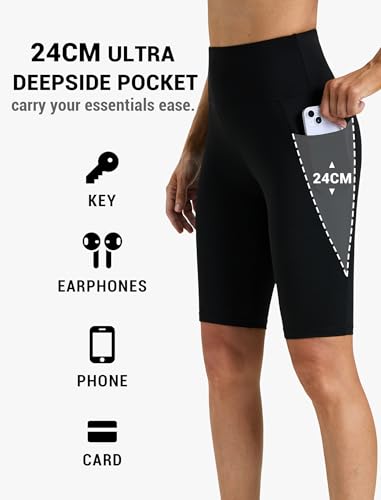 Enjoyoga Women's Short Leggings with Pocket - High Waist Cycling Shorts Sports Trousers Running Trousers Sports Yoga Shorts for Summer