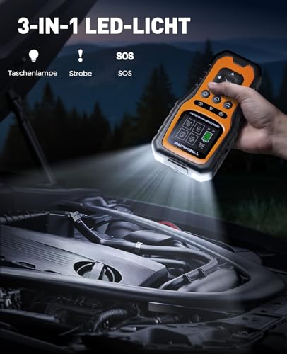 TREKURE 7000 A Jump Starter Power Bank Car with Battery Tester & OBD2 Diagnostic Device - 12 V Car Jump Starter for Petrol & Diesel up to 10.0 L, LED Light, Emergency Tool for Cars