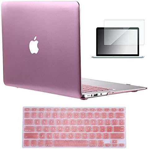 Vasileios 3in1 Rubberized Matte Satins Soft-Touch Hard Shell Case Cover and keyborad skin for 11-inch MacBook Air 11.6" (Models: A1370 and A1465)(Rose Gold)