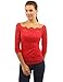 PattyBoutik Women Floral Lace Off Shoulder Top (Bright Red Small)