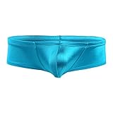iEFiEL Mens Shiny Cap Cover Bulge Pouch Low Rise Mini Bikini Briefs Lingerie Underwear Blue XXL