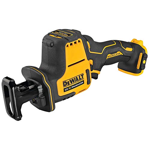 Dewalt 10.8 Volt Akku Kompakt-Säbelsäge DCS312NT (bürstenloser Motor, elektronische Hubzahlregulierung, werkzeugloser…