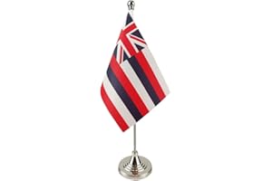 ZIGVERT USA Hawaii State Flag Hawaii HI Flag, Hawaii Desk Flag, Hawaii Table Flag, Hawaii Office Table Flag on Stand Base, Decorations for Offices, Families, Conference rooms
