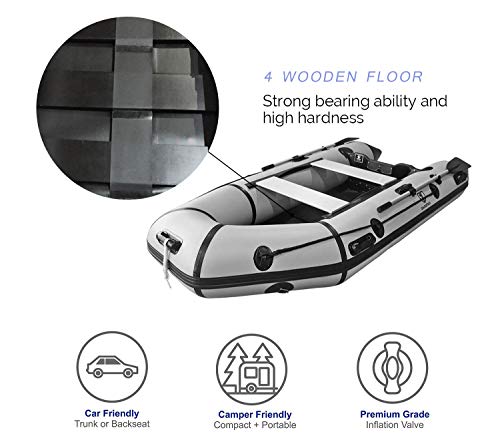 Max4out Inflatable Boat Fishing Dinghy 2 Paddles Sport Tender Inflatable Raft 10 Feets (Gray)