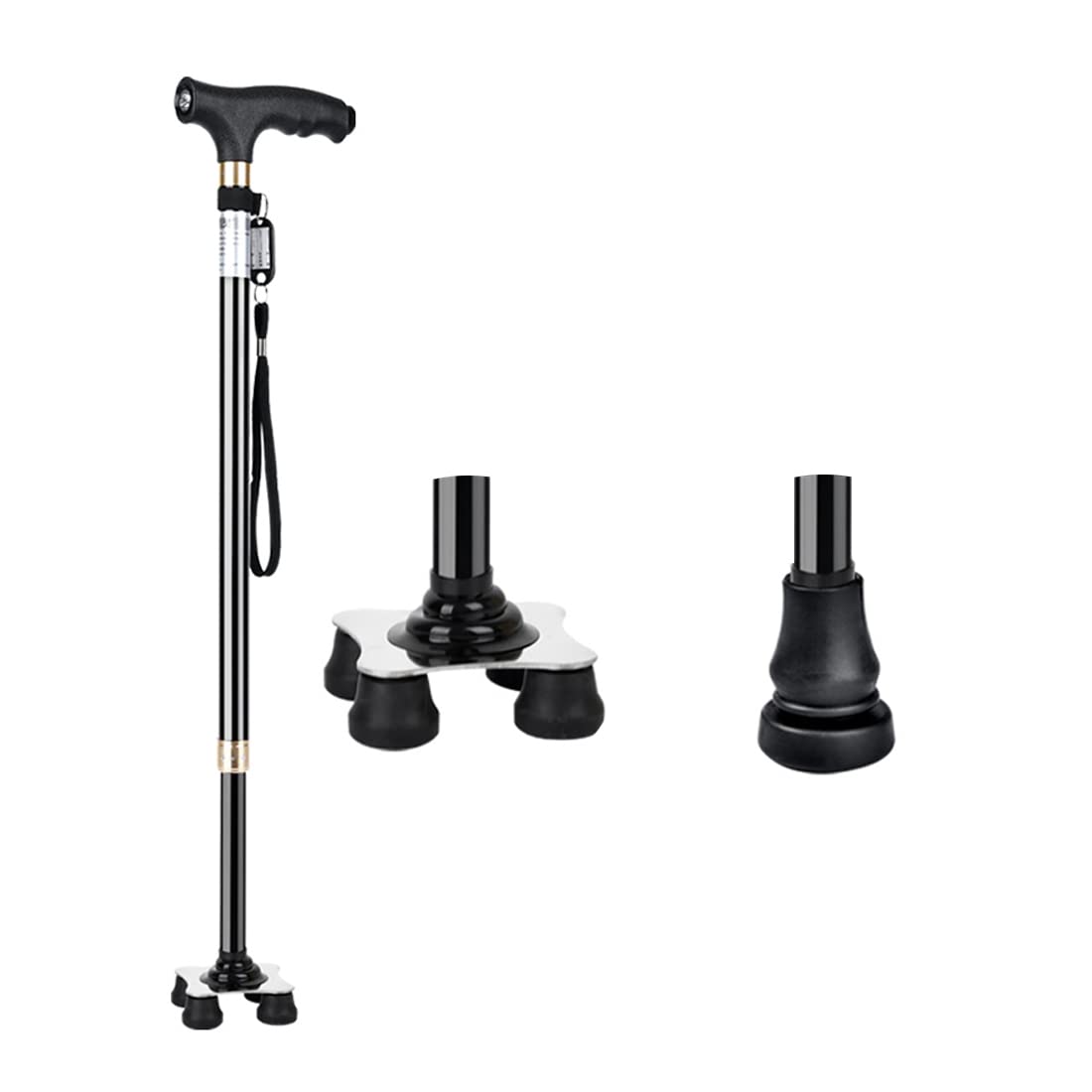 KCareU Walking Stick for Men Women Elderly Non-slip Adjustable Quad Cane Walking Sticks for Seniors Ultra-light 4 Prong Walking Cane