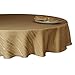 Maytex Mills Stripe Dobby Fabric Tablecloth, 70-Inch Round, Gold